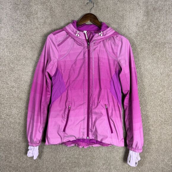 Lululemon Downtime Jacket Womens Size 6 Purple Violaceous Stripe Gradient Hooded - Picture 1 of 11